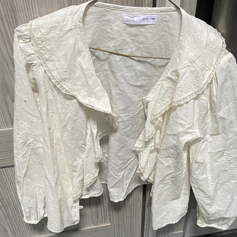 Zara Cream Ruffled Top